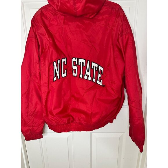 Vintage 1990's Era NC State Red Hooded puffer Jacket With Logo Graphic Large - Picture 3 of 8
